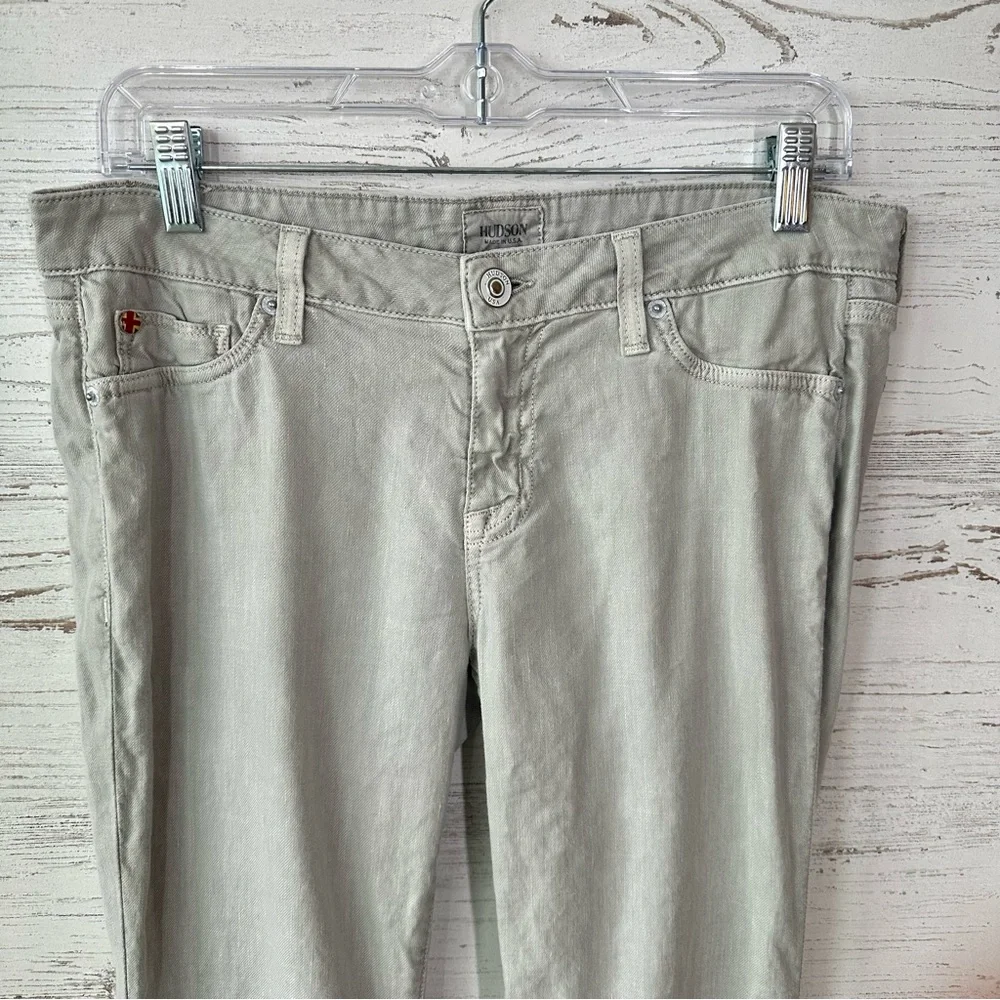 HUDSON Ferris Flare Low Rise Linen Lightweight Pants 29 in Oyster - Picture 2 of 10